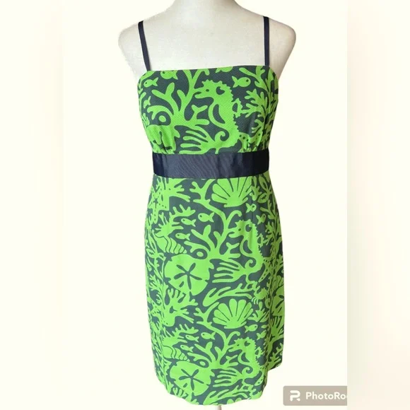 Vineyard Vines Ribbon Strap Seahorse Navy Green Dress Size 6